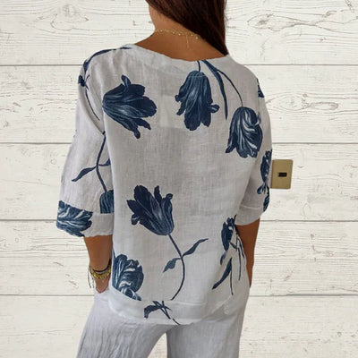 Thelma™ - Printed tunic top with V-neckline