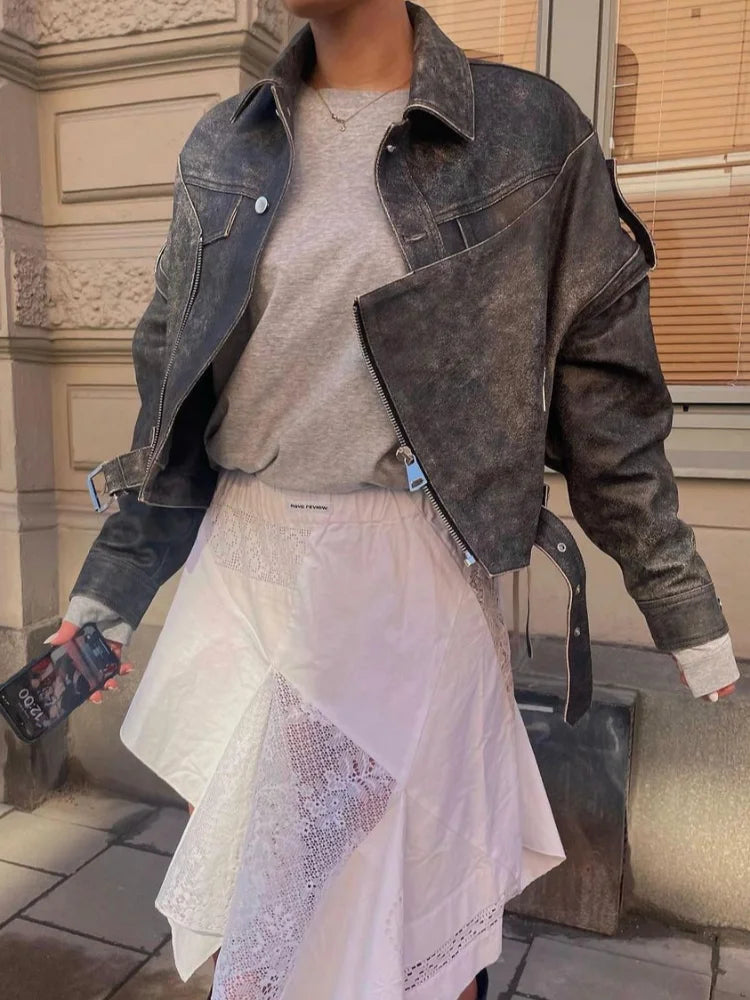 Haley | Vintage vegansk skinnjakke