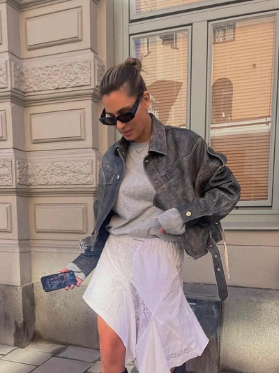Haley | Vintage vegansk skinnjakke