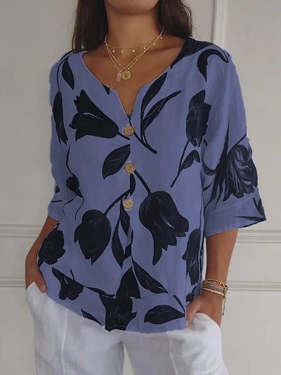 Thelma™ - Printed tunic top with V-neckline
