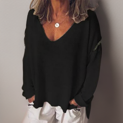 Malorie™ - Comfortable long-sleeved shirt with V-neckline
